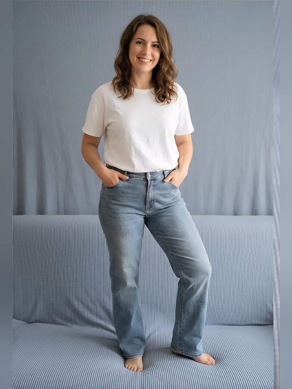 Gloria Vanderbelt Blue Denim Straight-Leg Jeans